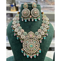 Hira Collection Shimmering American Diamond Floral Design Necklace Set
