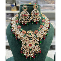 Hira Collection Shimmering American Diamond Floral Design Necklace Set