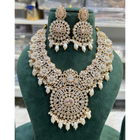 Hira Collection Shimmering American Diamond Floral Design Necklace Set