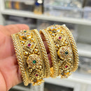 Hira Collections Royal Crystal And Pota Stone Openable Bangles Set