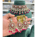 Hira Collections Sparkling Crystal And Pearl Choker Necklace Jewellery Set