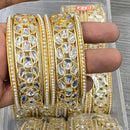 Hira Collections Divine Sparkle Crystal Stone And Pearl Bangles Set