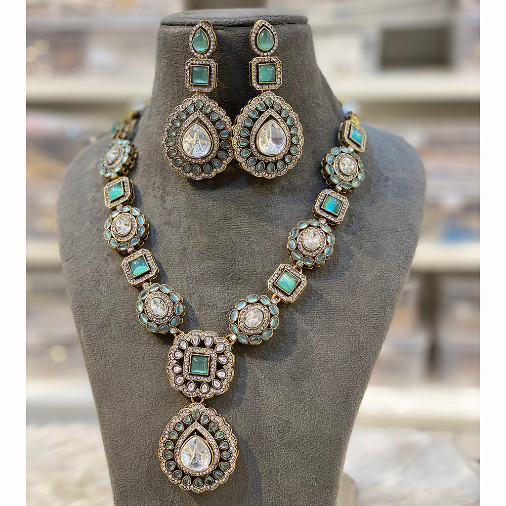 Hira Collection Pota Stone And Austrian Stone Necklace Set