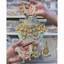 Hira Collection Sparkling Kunda And Pearl Elegance Necklace Set