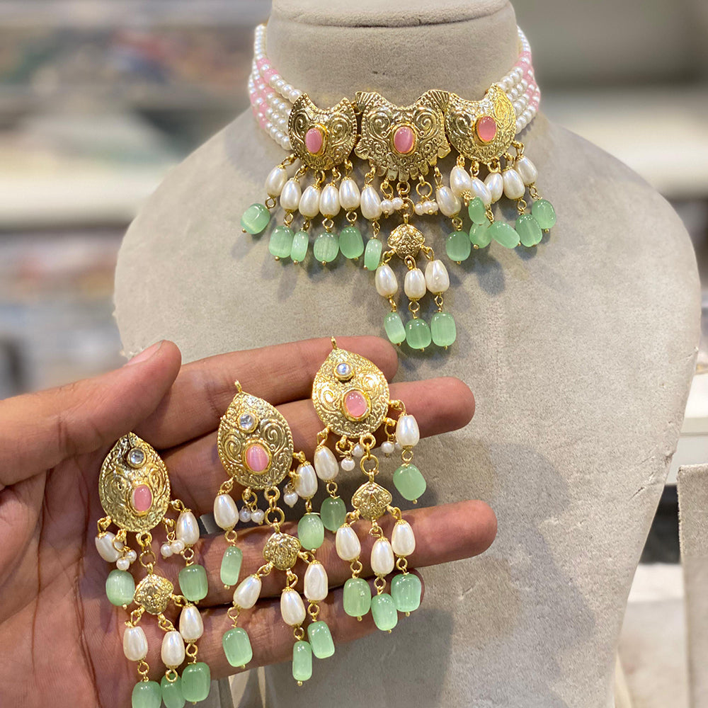 Hira Collection  Pearl Beauty And Beadwork Necklace Set