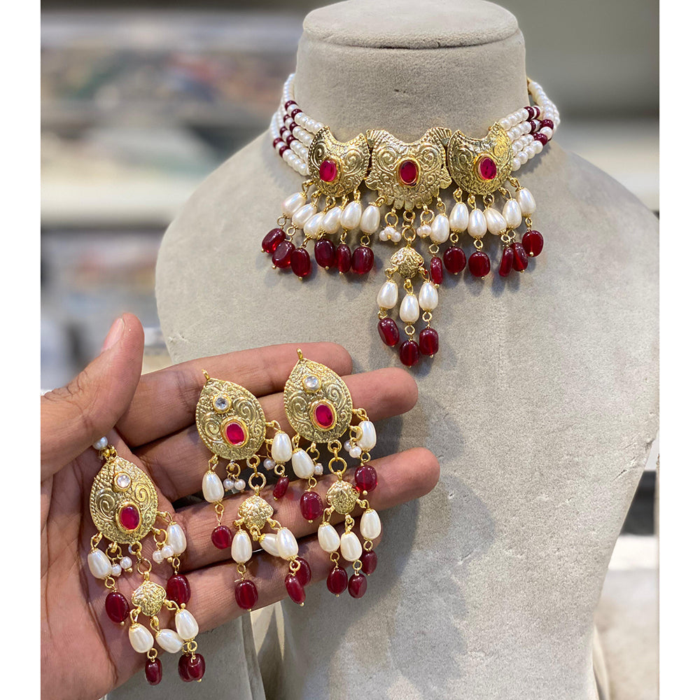 Hira Collection  Pearl Beauty And Beadwork Necklace Set