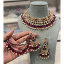 Hira Collections Premium Crystal Stone Pearl And Beads Choker Necklace Set