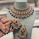 Hira Collections Premium Crystal Stone Pearl And Beads Choker Necklace Set