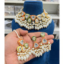 Hira Collections Glam Kundan Stone And Pearl Meenakari Choker Necklace Set