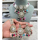Hira Collections Glam Kundan Stone And Beads Choker Necklace Set