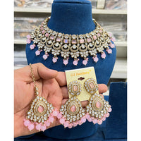 Hira Collections Glam Kundan Stone And Beads Choker Necklace Set
