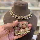 Hira Collections Sparkling Crystal And Pearl Necklace Set