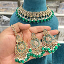Hira Collections Crystal Stone And Pearl Designer Necklace Set