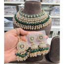 Hira Collections Crystal Stone And Pearl Designer Choker Necklace Set