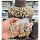 Hira Collections Crystal Stone And Pearl Designer Choker Necklace Set