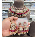 Hira Collections Crystal Stone And Pearl Designer Choker Necklace Set