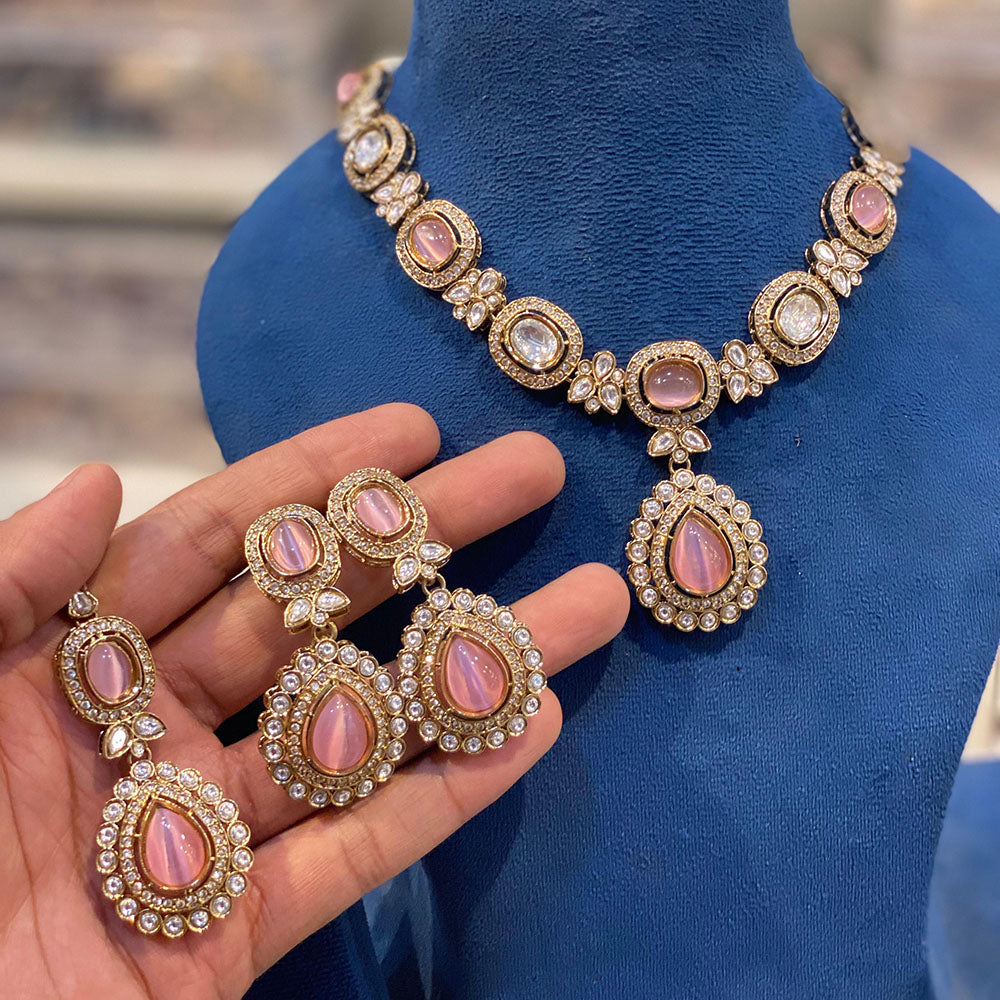Hira Collections Royal Pota Stone Necklace Set