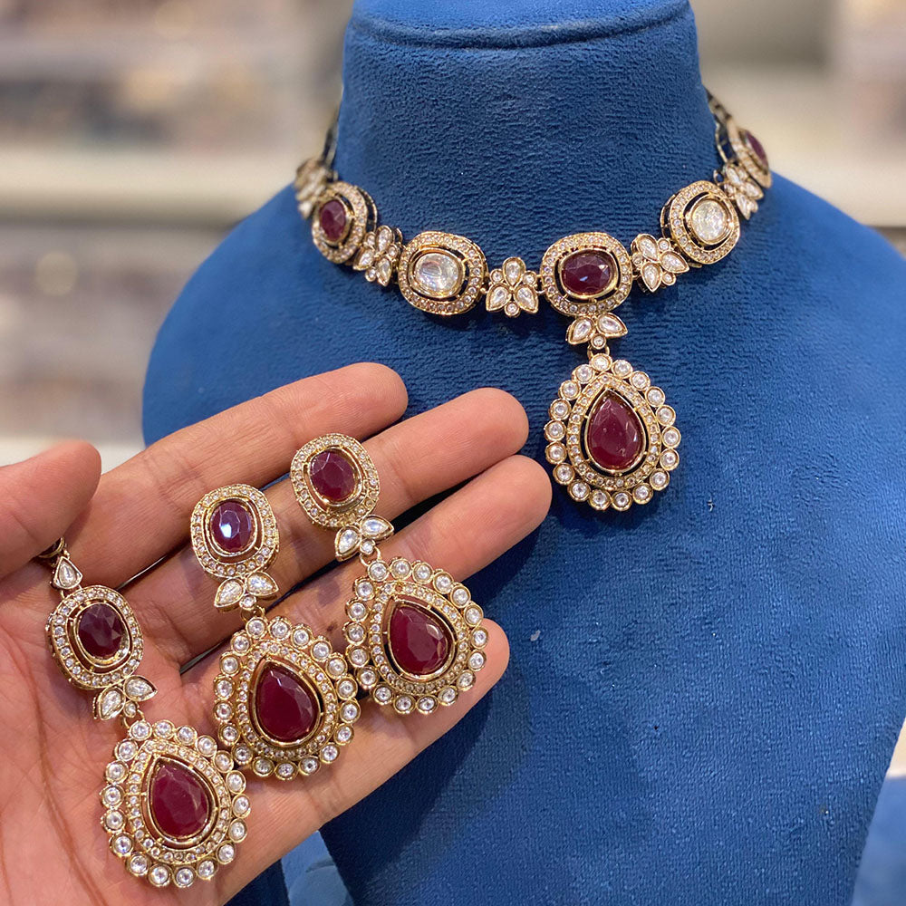 Hira Collections Royal Pota Stone Necklace Set