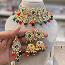 Hira Collections Luxury Kundan Stone Pearl And Beads Meenakari Choker Necklace Set