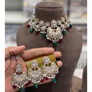 Hira Collections Luxury Kundan Stone Pearl And Beads Meenakari Choker Necklace Set