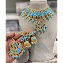 Hira Collections Luxury Kundan Stone Pearl And Beads Meenakari Choker Necklace Set