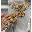 Hira Collections Luxury Kundan Stone Pearl And Beads Meenakari Choker Necklace Set 