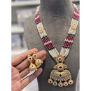 Hira Collections Luxury Pota Stone Pearl And Beads Long Necklace Set 