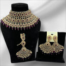 Hira Collections Royal Crystal Stone Pearl And Beads Choker Necklace Set