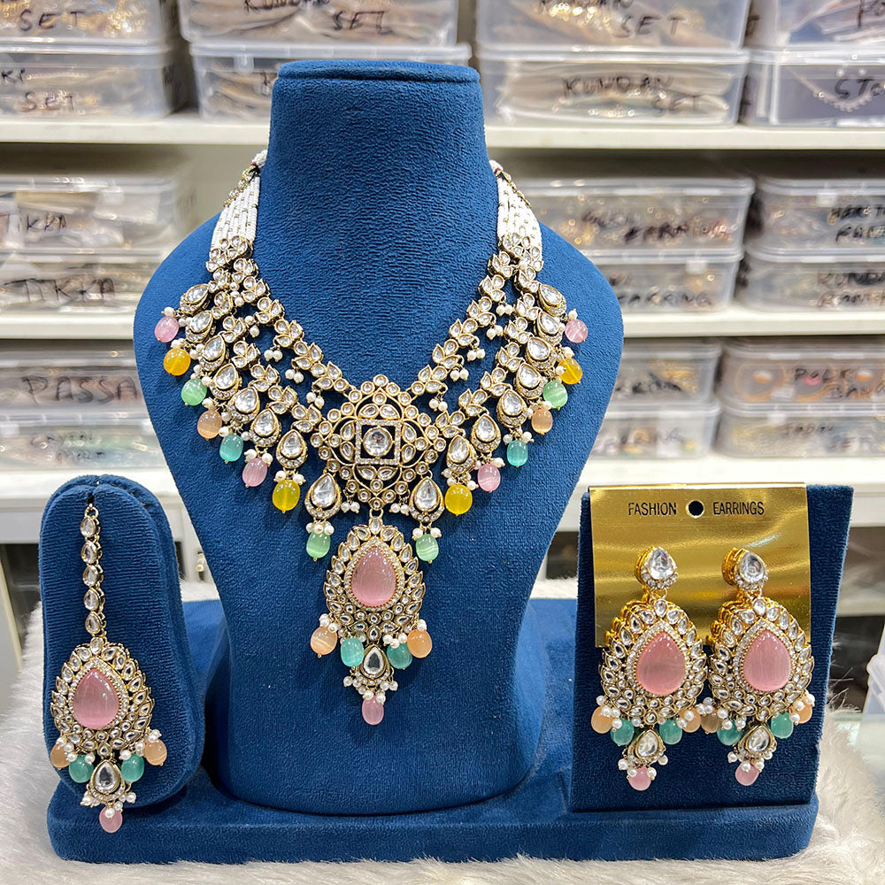 Hira Collections Designer Kundan Stone And Beads Necklace Set