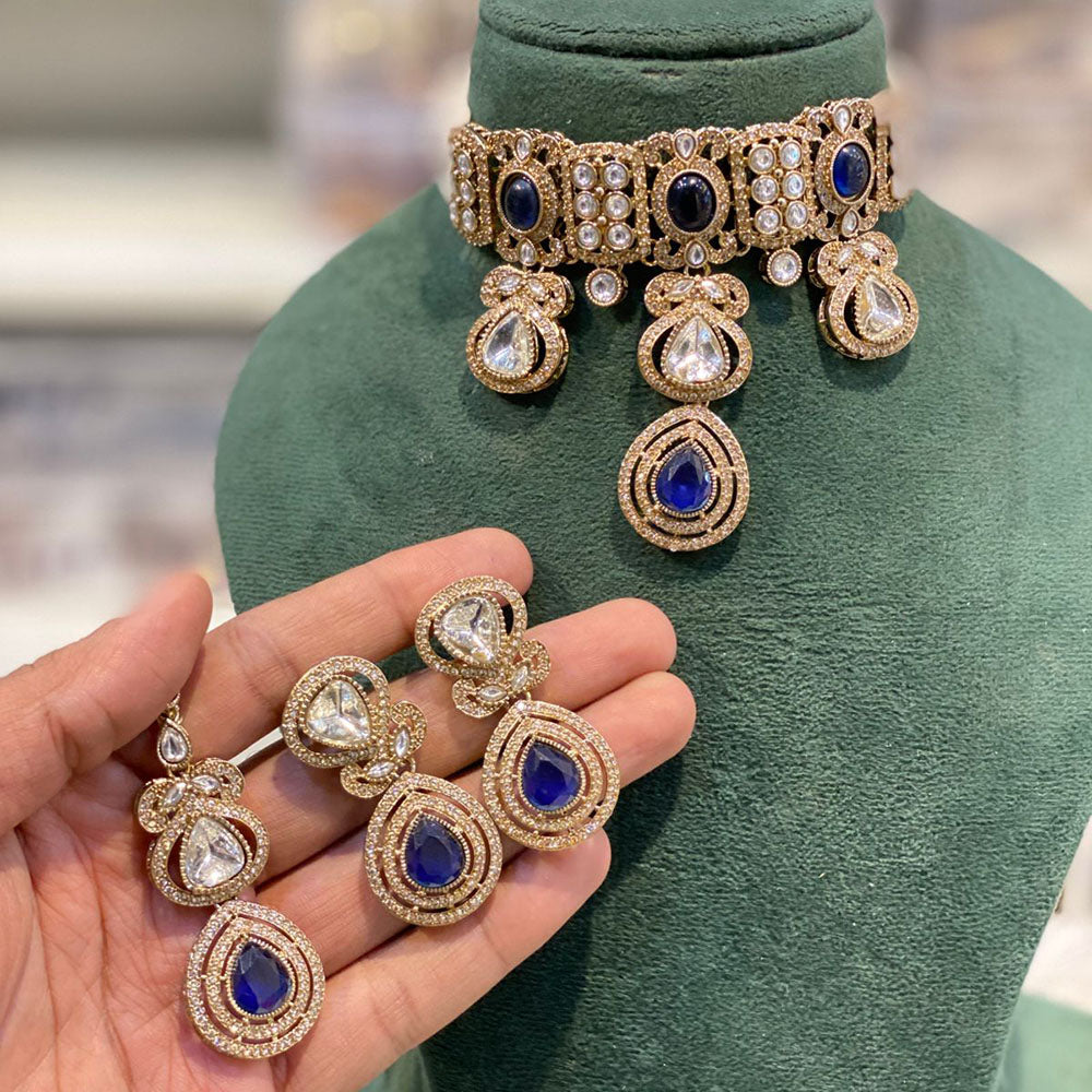 Hira Collections Designer Kundan Stone And Beads Choker Necklace Set