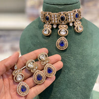 Hira Collections Designer Kundan Stone And Beads Choker Necklace Set