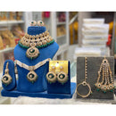 Hira Collections Designer Kundan Stone And Beads Semi Bridal Necklace Set