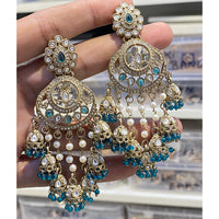Hira Collections Designer Pota Stone And Pearl Statement Jhumki Earrings