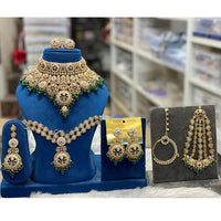 Hira Collections Designer Kundan Stone And Beads Semi Bridal Necklace Set