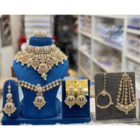 Hira Collections Designer Kundan Stone And Beads Semi Bridal Necklace Set
