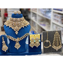 Hira Collections Designer Kundan Stone And Beads Semi Bridal Necklace Set