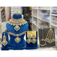 Hira Collections Designer Kundan Stone And Beads Semi Bridal Necklace Set
