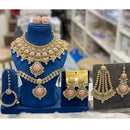 Hira Collections Designer Kundan Stone And Beads Semi Bridal Necklace Set