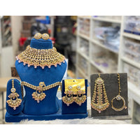 Hira Collections Designer Kundan Stone And Beads Semi Bridal Necklace Set