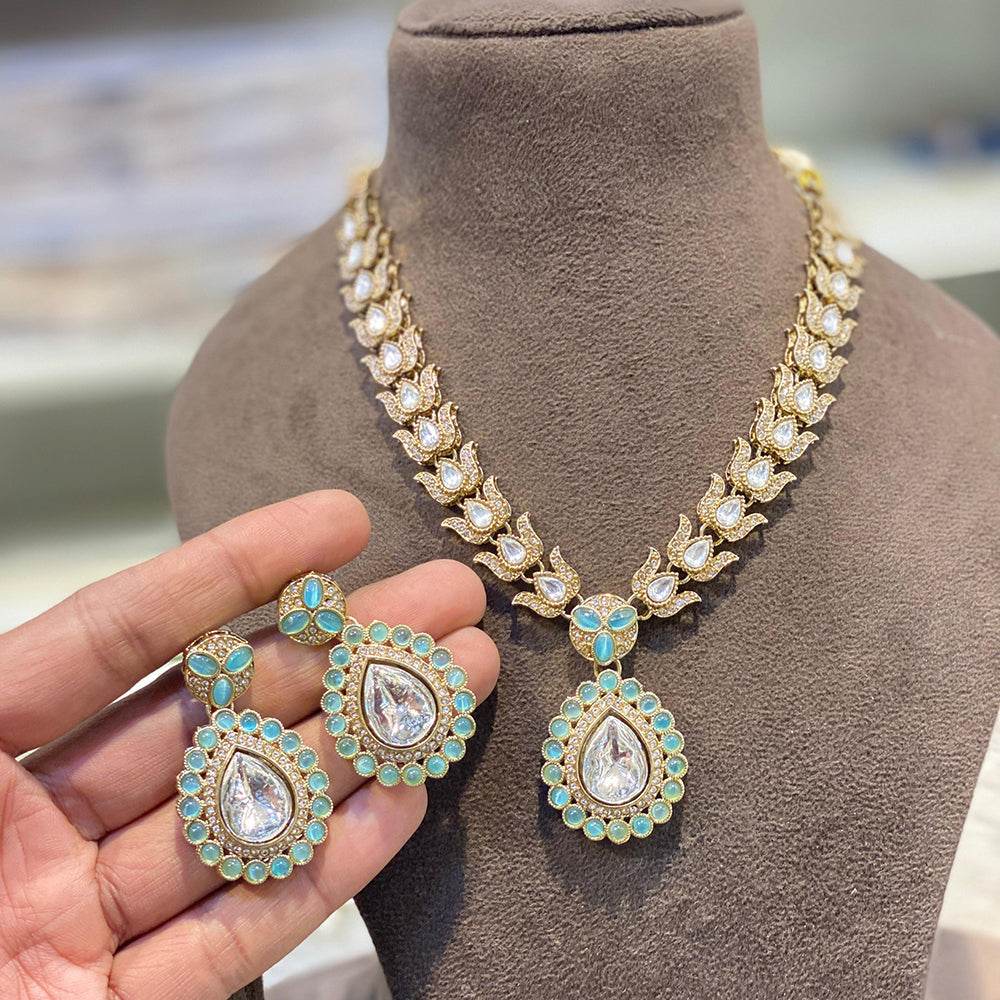 Hira Collections Pota Stone And Austrian Stone Designer Necklace Set