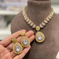 Hira Collections Pota Stone And Austrian Stone Designer Necklace Set