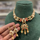 Hira Collections Royal Pota Stone Pearl Meenakari Necklace Set