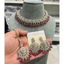 Hira Collections Elegant Austrian Stone And Pearl Choker Necklace Set
