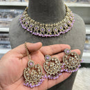 Hira Collections Elegant Crystal Stone And Pearl Choker Necklace Set