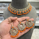 Hira Collections Elegant Crystal Stone And Pearl Choker Necklace Set