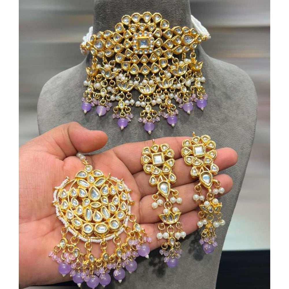 Hira Collections Kundan Stone And Beads Designer Choker Necklace Set