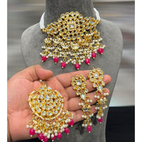 Hira Collections Kundan Stone And Beads Designer Choker Necklace Set