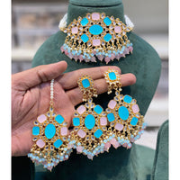 Hira Collections Kundan Stone And Beads Designer Choker Necklace Set