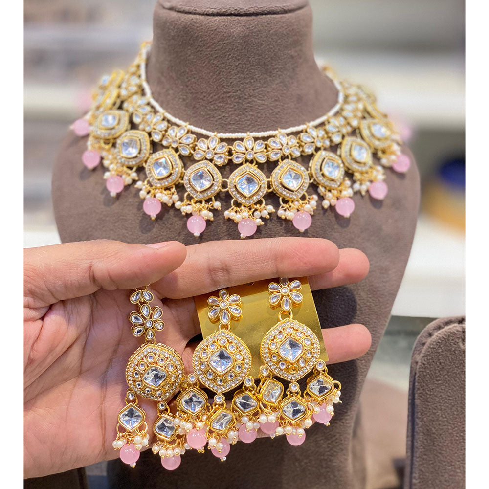 Hira Collections Kundan Stone And Pearl Designer Necklace Set