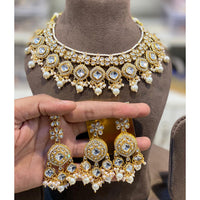 Hira Collections Kundan Stone And Pearl Designer Necklace Set